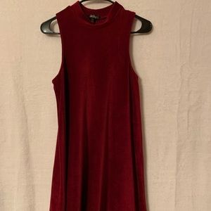 Burgundy mock neck velour dress